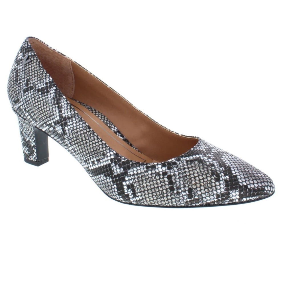Vionic Mia Snake Black, grey & white Snakeskin Heels, size 6 Wide NEW